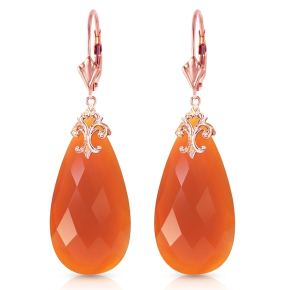 Galaxy Gold Products Jewelry - BRIOLETTE 31X16 MM REDDISH ORANGE CHALCEDONY